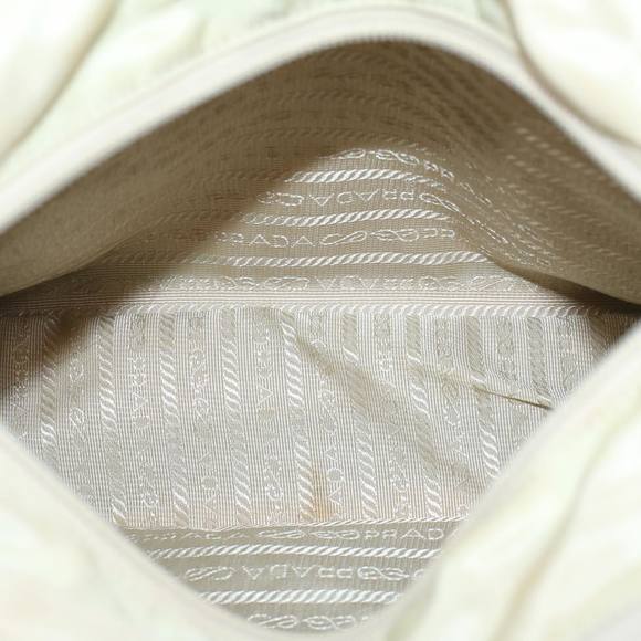 PRADA Hand Bag Nylon Leather Beige Ivory Auth 49308 - Picture 10 of 16